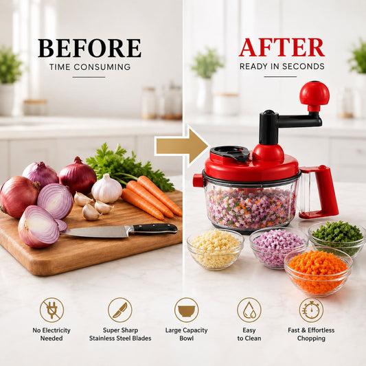 Manual Multi-Purpose Kitchen Food Chopper with Rotary Handle | Vegetable Cutter, Mixer & Egg Separator | BPA-Free Large Capacity