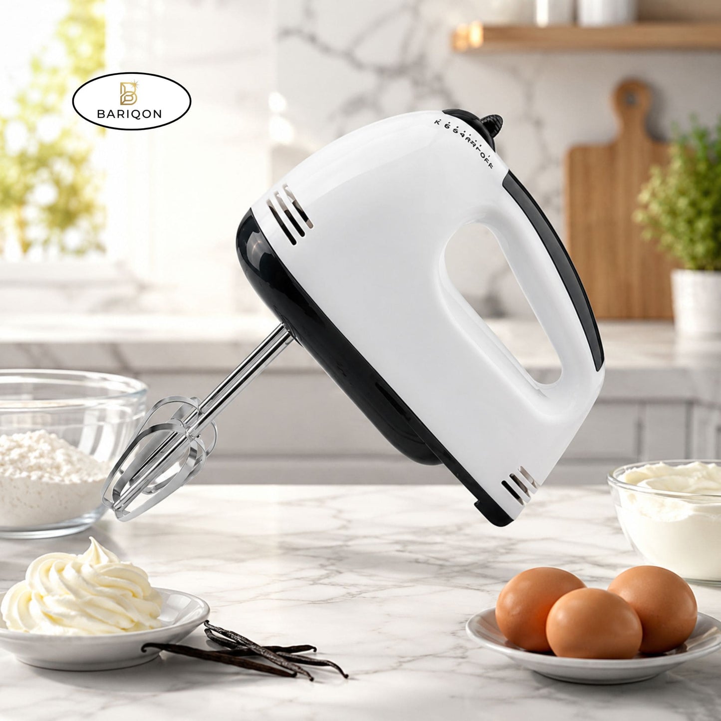 7-Speed Electric Hand Mixer with Stainless Steel Beaters & Dough Hooks | Powerful Portable Kitchen Mixer for Baking, Whipping & Mixing