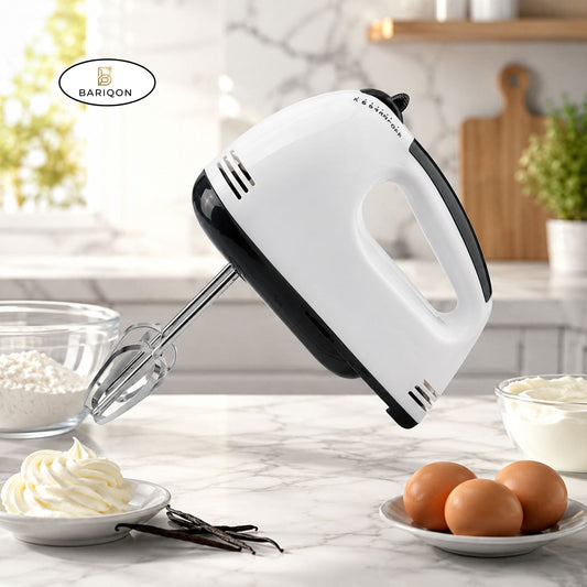 7-Speed Electric Hand Mixer with Stainless Steel Beaters & Dough Hooks | Powerful Portable Kitchen Mixer for Baking, Whipping & Mixing