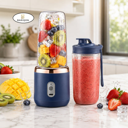 Portable USB Rechargeable Blender Bottle – 6 Blade Personal Smoothie Maker – Travel Juicer Cup – 400ml x 2
