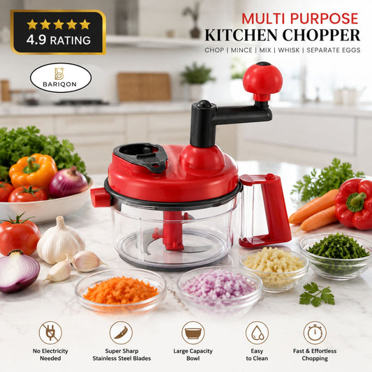 Manual Multi-Purpose Kitchen Food Chopper with Rotary Handle | Vegetable Cutter, Mixer & Egg Separator | BPA-Free Large Capacity