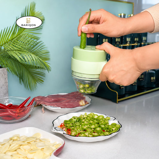 4-in-1 USB Rechargeable Electric Mini Food Chopper & Vegetable Cutter | Portable Kitchen Chopper
