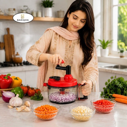Manual Multi-Purpose Kitchen Food Chopper with Rotary Handle | Vegetable Cutter, Mixer & Egg Separator | BPA-Free Large Capacity