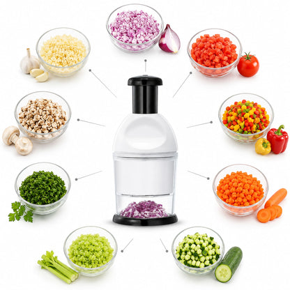 Manual Push Food Chopper – Vegetable & Fruit Cutter