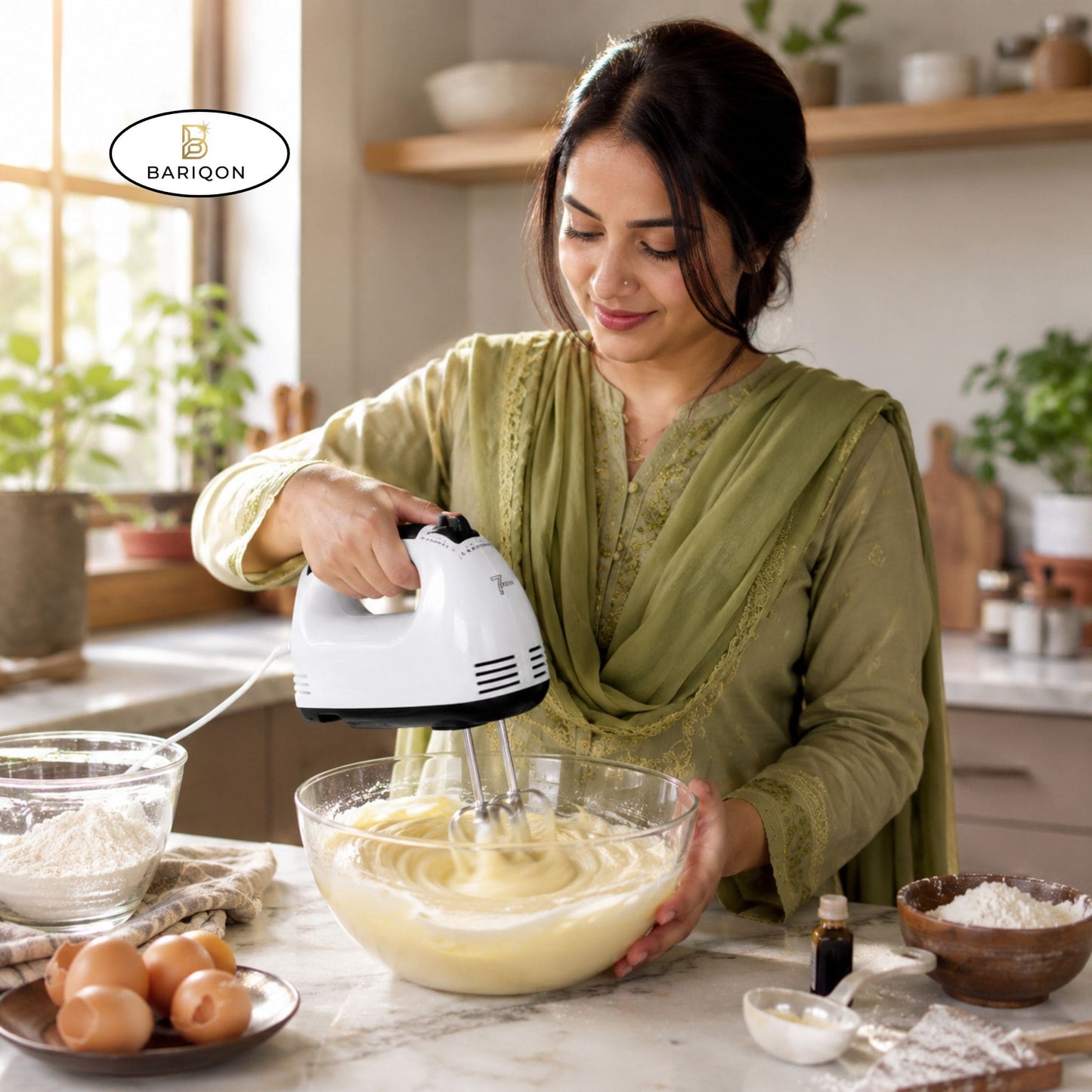 7-Speed Electric Hand Mixer with Stainless Steel Beaters & Dough Hooks | Powerful Portable Kitchen Mixer for Baking, Whipping & Mixing