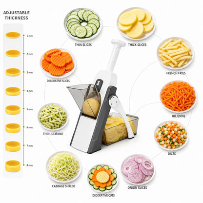 Adjustable Mandoline Vegetable Slicer – 1–8mm Multi-Function Potato & Vegetable Cutter