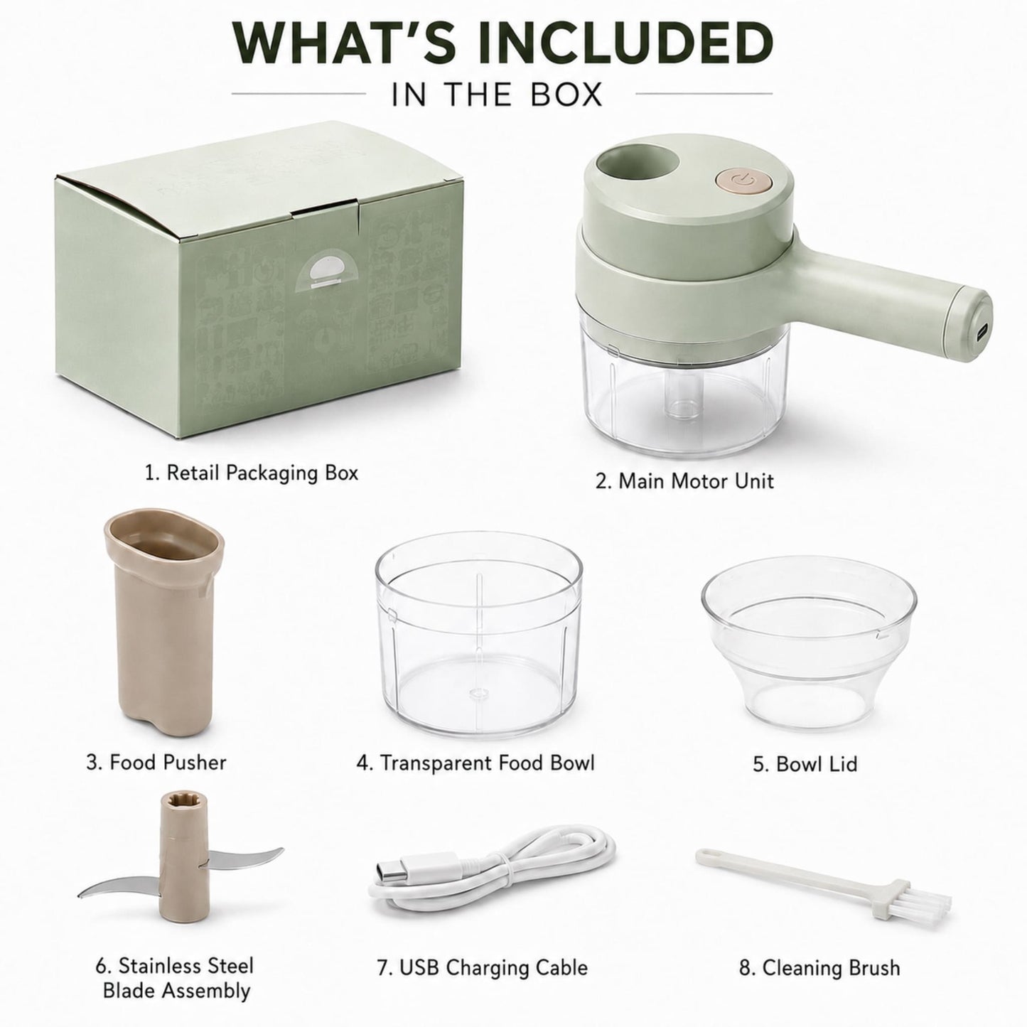 4-in-1 USB Rechargeable Electric Mini Food Chopper & Vegetable Cutter | Portable Kitchen Chopper