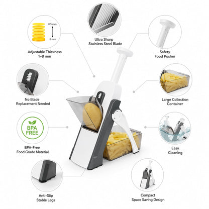 Adjustable Mandoline Vegetable Slicer – 1–8mm Multi-Function Potato & Vegetable Cutter