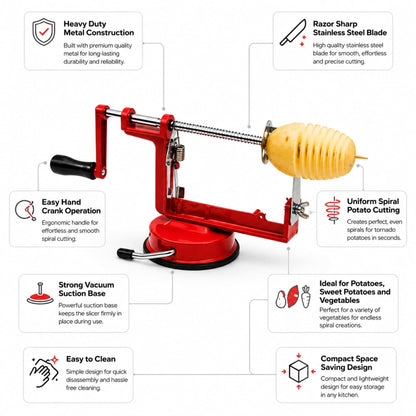 Manual Spiral Potato Slicer – Tornado Potato Cutter with Suction Base